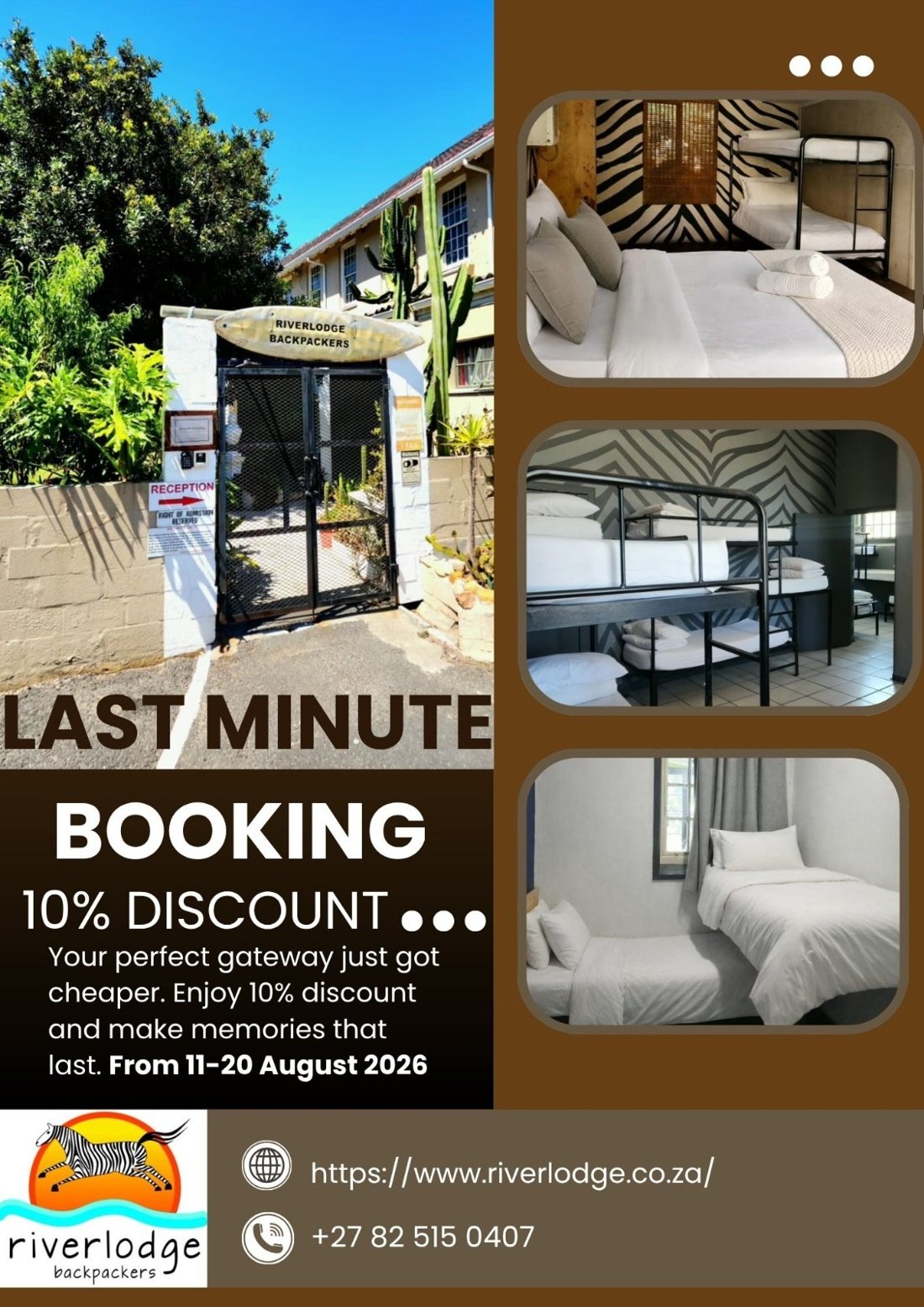 Riverlodge Backpackers last minute advert