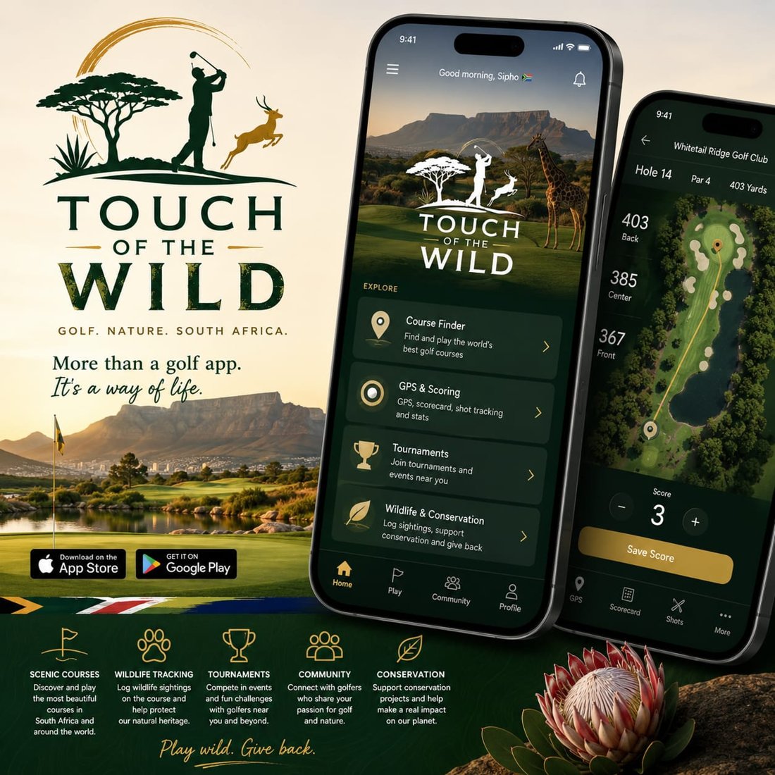 Touch of the Wild app screens