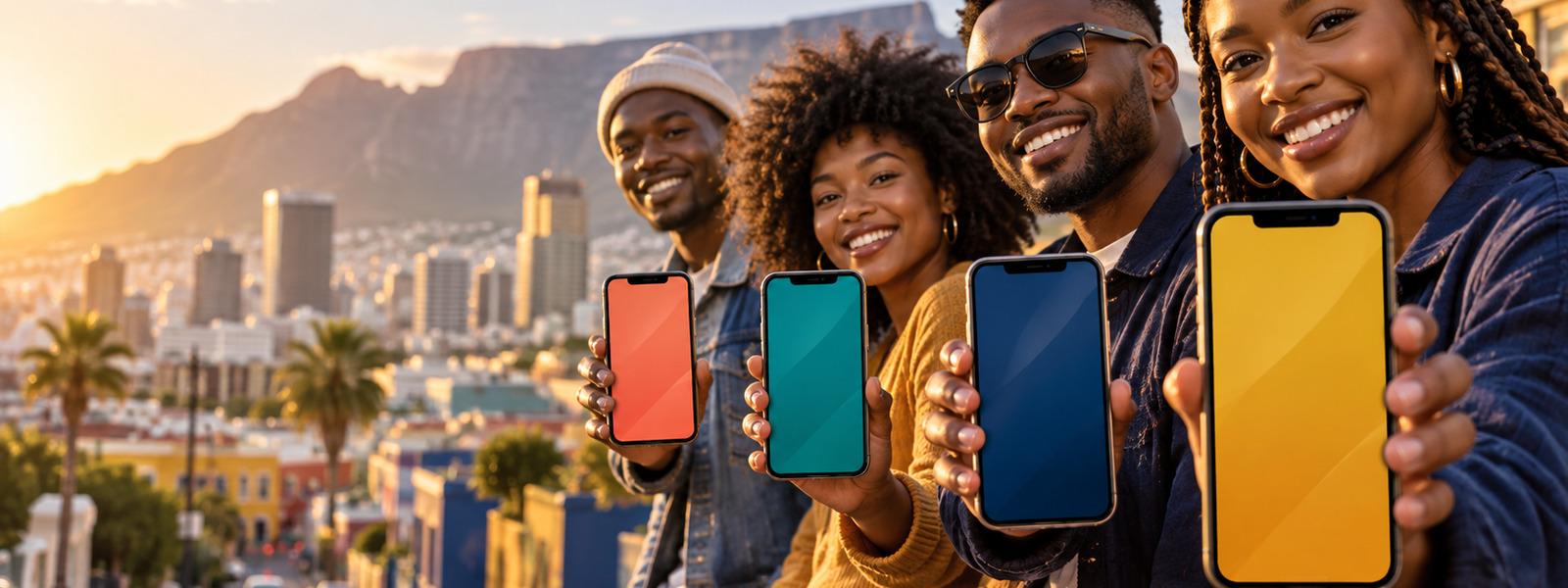 People holding phones showing in-app adverts