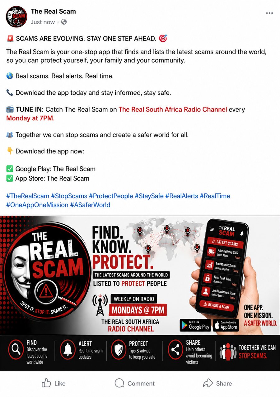 The Real Scam social post
